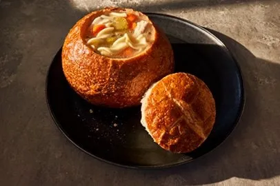 Homestyle Chicken Noodle Soup Bread Bowl